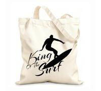 AILOONG Bolsa de playa de poliéster y algodón Sala de deportes acuáticos extremos Surf King Surfer Boy Tela de 12 oz de grosor Material agradable para la piel 35x40cm Grande