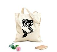 AILOONG Bolsa de playa de poliéster y algodón Serie Concha Náutica, Belleza de Cabello Largo, Silueta de Sirena, Chica Tela de 12 oz de grosor Material agradable para la piel 25x30cm Pequeño