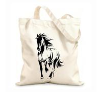 AILOONG Bolsa de playa de poliéster y algodón Silueta de caballo Compañía animal Crin Poni Yegua Tela de 12 oz de grosor Material agradable para la piel 25x30cm Pequeño