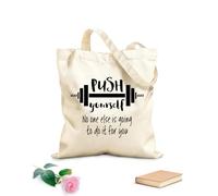 AILOONG Bolsa de playa de poliéster y algodón Tela de 12 oz de grosor Ejercicio de entrenamiento con barra con frase Esfuérzate Material agradable para la piel 35x40cm Grande
