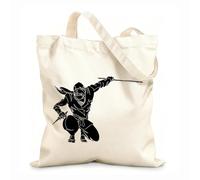 AILOONG Bolsa de playa de poliéster y algodón Tela de 12 oz de grosor Ninja Guerrero Japonés Samurai Guerrero Niño Material agradable para la piel 35x40cm Grande