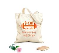 AILOONG Bolsa de playa de poliéster y algodón Tela de 340g/m² de grosor Ejercicio de entrenamiento con barra con frase Esfuérzate Material agradable para la piel