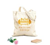 AILOONG Bolsa de playa de poliéster y algodón Tela de 340g/m² de grosor Ejercicio de entrenamiento con barra con frase Esfuérzate Material agradable para la piel