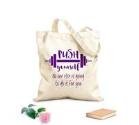 AILOONG Bolsa de playa de poliéster y algodón Tela de 340g/m² de grosor Ejercicio de entrenamiento con barra con frase Esfuérzate Material agradable para la piel
