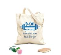 AILOONG Bolsa de playa de poliéster y algodón Tela de 340g/m² de grosor Ejercicio de entrenamiento con barra con frase Esfuérzate Material agradable para la piel
