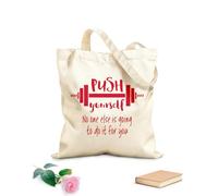 AILOONG Bolsa de playa de poliéster y algodón Tela de 340g/m² de grosor Ejercicio de entrenamiento con barra con frase Esfuérzate Material agradable para la piel