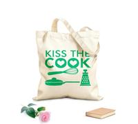 AILOONG Bolsa de playa de poliéster y algodón Tela de 340g/m² de grosor Herramientas de cocina Kiss The Cook Kitchen Restaurant Pan Material agradable para la piel