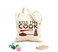 AILOONG Bolsa de playa de poliéster y algodón Tela de 340g/m² de grosor Herramientas de cocina Kiss The Cook Kitchen Restaurant Pan Material agradable para la piel