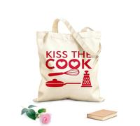 AILOONG Bolsa de playa de poliéster y algodón Tela de 340g/m² de grosor Herramientas de cocina Kiss The Cook Kitchen Restaurant Pan Material agradable para la piel