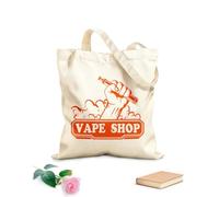 AILOONG Bolsa de playa de poliéster y algodón Tela de 340g/m² de grosor Logotipo de vaporizador, cigarrillo electrónico, vapor, dispositivo para fumar, tienda Material agradable para la piel