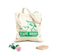 AILOONG Bolsa de playa de poliéster y algodón Tela de 340g/m² de grosor Logotipo de vaporizador, cigarrillo electrónico, vapor, dispositivo para fumar, tienda Material agradable para la piel