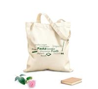 AILOONG Bolsa de playa de poliéster y algodón Tela de 340g/m² de grosor Pasta Italiana Cocina Italiana Macarrones Planos Penne Fusilli Material agradable para la piel