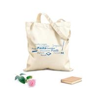 AILOONG Bolsa de playa de poliéster y algodón Tela de 340g/m² de grosor Pasta Italiana Cocina Italiana Macarrones Planos Penne Fusilli Material agradable para la piel