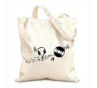 AILOONG Bolsa de playa de poliéster y algodón Tocadiscos de música de grafiti, auriculares de mariposa, personal, melodía, bebé Tela de 12 oz de grosor Material agradable para la piel 31x36cm Mediano