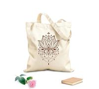 AILOONG Bolsa de playa de poliéster y algodón Yoga Lotus Mandala Bohemio Yoga Studio Mandala Tela de 340g/m² de grosor Material agradable para la piel
