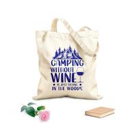 AILOONG Bolsa de tela con asa plana Acampar sin vino es simplemente sentarse en el bosque. Tela de 340g/m² de grosor Sustituye a la mochila escolar