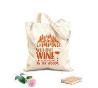 AILOONG Bolsa de tela con asa plana Acampar sin vino es simplemente sentarse en el bosque. Tela de 340g/m² de grosor Sustituye a la mochila escolar