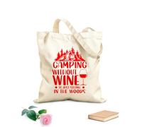 AILOONG Bolsa de tela con asa plana Acampar sin vino es simplemente sentarse en el bosque. Tela de 340g/m² de grosor Sustituye a la mochila escolar