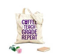 AILOONG Bolsa de tela con asa plana café enseñar grado repetir tipografía de café Tela de 340g/m² de grosor Sustituye a la mochila escolar