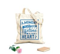 AILOONG Bolsa de tela con asa plana Citas conmemorativas de Navidad Un momento en nuestros brazos Una vida en nuestros corazones Tela de 340g/m² de grosor Sustituye a la mochila escolar