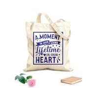 AILOONG Bolsa de tela con asa plana Citas conmemorativas de Navidad Un momento en nuestros brazos Una vida en nuestros corazones Tela de 340g/m² de grosor Sustituye a la mochila escolar