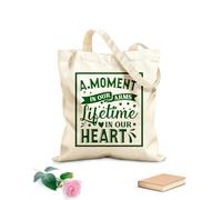 AILOONG Bolsa de tela con asa plana Citas conmemorativas de Navidad Un momento en nuestros brazos Una vida en nuestros corazones Tela de 340g/m² de grosor Sustituye a la mochila escolar