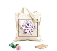 AILOONG Bolsa de tela con asa plana Citas de conmemoración navideña siempre en nuestros corazones recuerda la Navidad en el cielo Tela de 340g/m² de grosor Sustituye a la mochila escolar