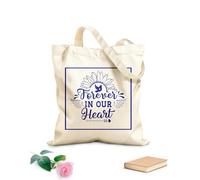 AILOONG Bolsa de tela con asa plana Citas de conmemoración navideña siempre en nuestros corazones recuerda la Navidad en el cielo Tela de 340g/m² de grosor Sustituye a la mochila escolar