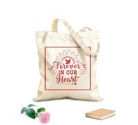 AILOONG Bolsa de tela con asa plana Citas de conmemoración navideña siempre en nuestros corazones recuerda la Navidad en el cielo Tela de 340g/m² de grosor Sustituye a la mochila escolar