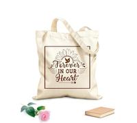 AILOONG Bolsa de tela con asa plana Citas de conmemoración navideña siempre en nuestros corazones recuerda la Navidad en el cielo Tela de 340g/m² de grosor Sustituye a la mochila escolar