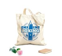 AILOONG Bolsa de tela con asa plana Conjunto de iconos de combates individuales de boxeo, muay thai Tela de 340g/m² de grosor Sustituye a la mochila escolar