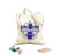 AILOONG Bolsa de tela con asa plana Conjunto de iconos de combates individuales de boxeo, muay thai Tela de 340g/m² de grosor Sustituye a la mochila escolar