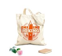 AILOONG Bolsa de tela con asa plana Conjunto de iconos de combates individuales de boxeo, muay thai Tela de 340g/m² de grosor Sustituye a la mochila escolar