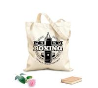 AILOONG Bolsa de tela con asa plana Conjunto de iconos de combates individuales de boxeo, muay thai Tela de 12 oz de grosor Sustituye a la mochila escolar 31x36cm Mediano
