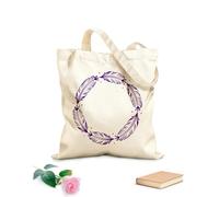 AILOONG Bolsa de tela con asa plana Corona circular de plumas con arte lineal detallado. Tela de 340g/m² de grosor Sustituye a la mochila escolar