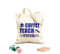 AILOONG Bolsa de tela con asa plana Diseño del Día Internacional del Café para enseñar y repetir el café Tela de 340g/m² de grosor Sustituye a la mochila escolar