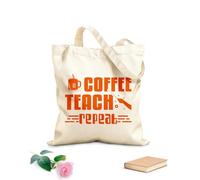 AILOONG Bolsa de tela con asa plana Diseño del Día Internacional del Café para enseñar y repetir el café Tela de 340g/m² de grosor Sustituye a la mochila escolar