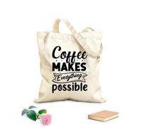 AILOONG Bolsa de tela con asa plana El café lo hace todo posible diseño Tela de 12 oz de grosor Sustituye a la mochila escolar 31x36cm Mediano