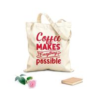 AILOONG Bolsa de tela con asa plana El café lo hace todo posible diseño Tela de 340g/m² de grosor Sustituye a la mochila escolar