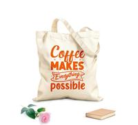 AILOONG Bolsa de tela con asa plana El café lo hace todo posible diseño Tela de 340g/m² de grosor Sustituye a la mochila escolar