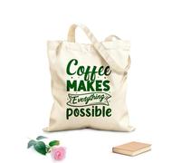 AILOONG Bolsa de tela con asa plana El café lo hace todo posible diseño Tela de 340g/m² de grosor Sustituye a la mochila escolar