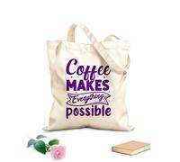 AILOONG Bolsa de tela con asa plana El café lo hace todo posible diseño Tela de 340g/m² de grosor Sustituye a la mochila escolar