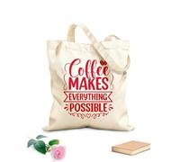 AILOONG Bolsa de tela con asa plana El café lo hace todo posible, póster con citas sobre café, diseño de eslogan tipográfico Tela de 340g/m² de grosor Sustituye a la mochila escolar