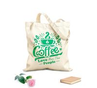 AILOONG Bolsa de tela con asa plana El café me encanta más que las personas (lettering) Tela de 340g/m² de grosor Sustituye a la mochila escolar