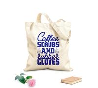 AILOONG Bolsa de tela con asa plana Exfoliantes de café y guantes de goma de moda motivacional Tela de 340g/m² de grosor Sustituye a la mochila escolar