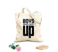 AILOONG Bolsa de tela con asa plana Fuente Los chicos nunca se rinden con un eslogan motivacional y elegante. Tela de 12 oz de grosor Sustituye a la mochila escolar 35x40cm Grande