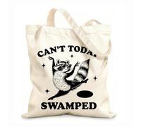 AILOONG Bolsa de tela con asa plana Hoy no puedo estoy inundado de mapaches gracioso Tela de 12 oz de grosor Sustituye a la mochila escolar 25x30cm Pequeño