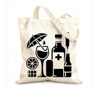 AILOONG Bolsa de tela con asa plana Icono de cóctel alcohol martini paraguas oliva Tela de 12 oz de grosor Sustituye a la mochila escolar 35x40cm Grande