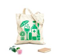 AILOONG Bolsa de tela con asa plana Icono de cóctel alcohol martini paraguas oliva Tela de 340g/m² de grosor Sustituye a la mochila escolar