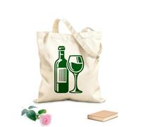 AILOONG Bolsa de tela con asa plana Icono de cóctel alcohol martini paraguas oliva Tela de 340g/m² de grosor Sustituye a la mochila escolar